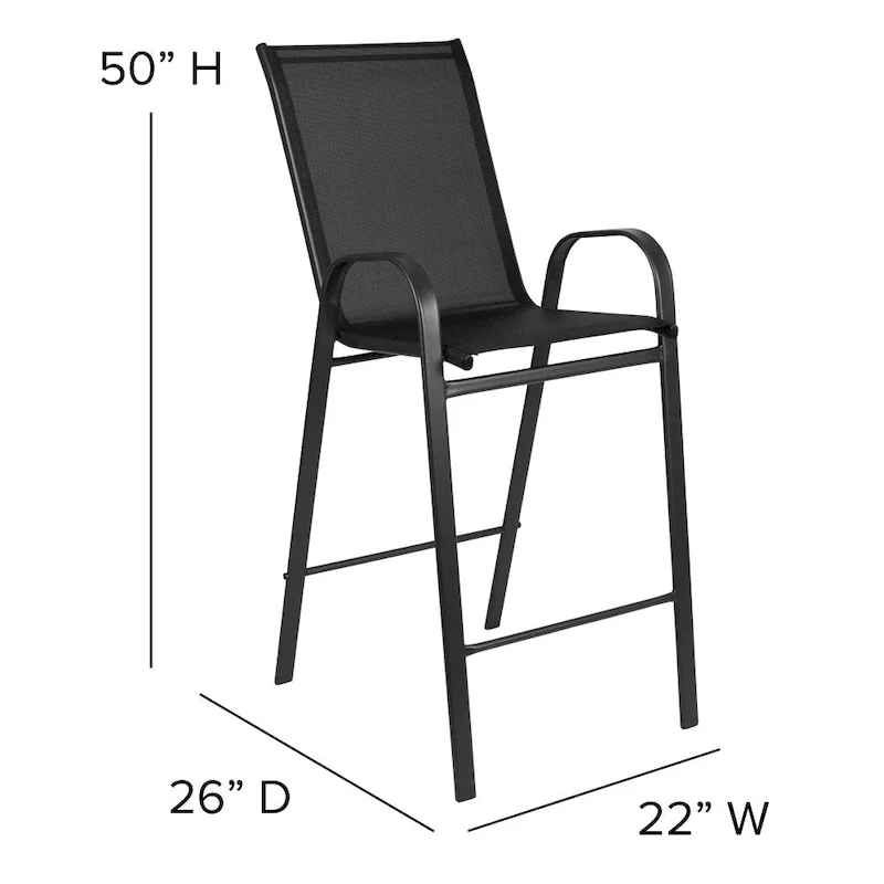39890c87f8bf941a87b0d60d4693986f19ef01a485b6942d2979fc04e8a8ce3a 4 Pack Outdoor Barstools with Flex Comfort Material - Patio Stool(Black)