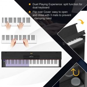 88 Key Full Size Electric Piano Keyboard with Stand 3 Pedals MIDI Function(Black)
