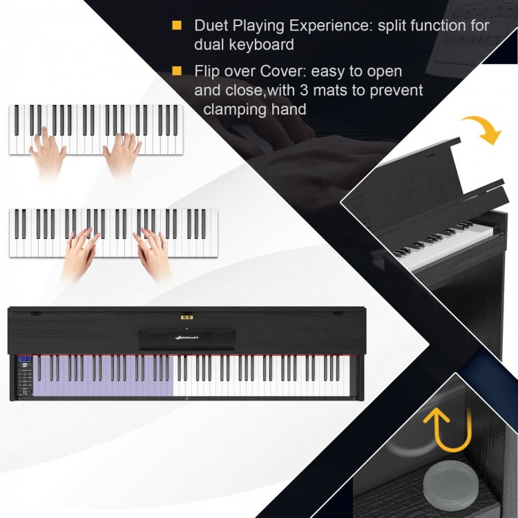 39c14703bcbb924e8beb36bbdc2d66a3119b1f46f25397776ed2e8d464df2b1e 88 Key Full Size Electric Piano Keyboard with Stand 3 Pedals MIDI Function(Black)