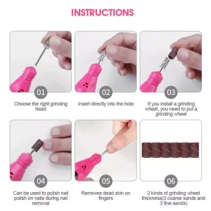 Electric Drill Nail File Acrylic Art Bits Manicure Pedicure Portable Machine Kit