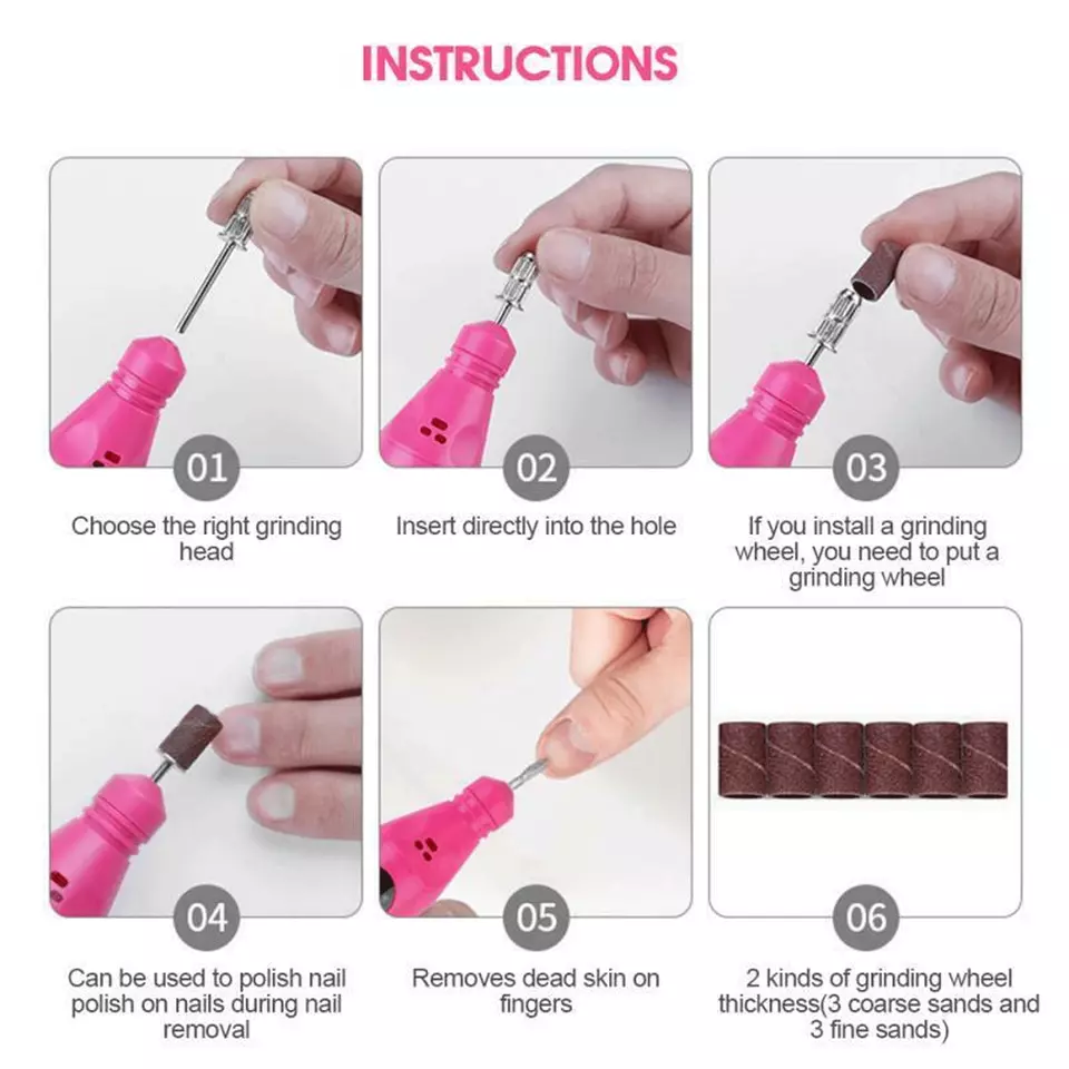 3a50997ebfcaca4f4af040bd2edfb439bfef48fdca92c6d146c0a9e958e16258 Electric Drill Nail File Acrylic Art Bits Manicure Pedicure Portable Machine Kit