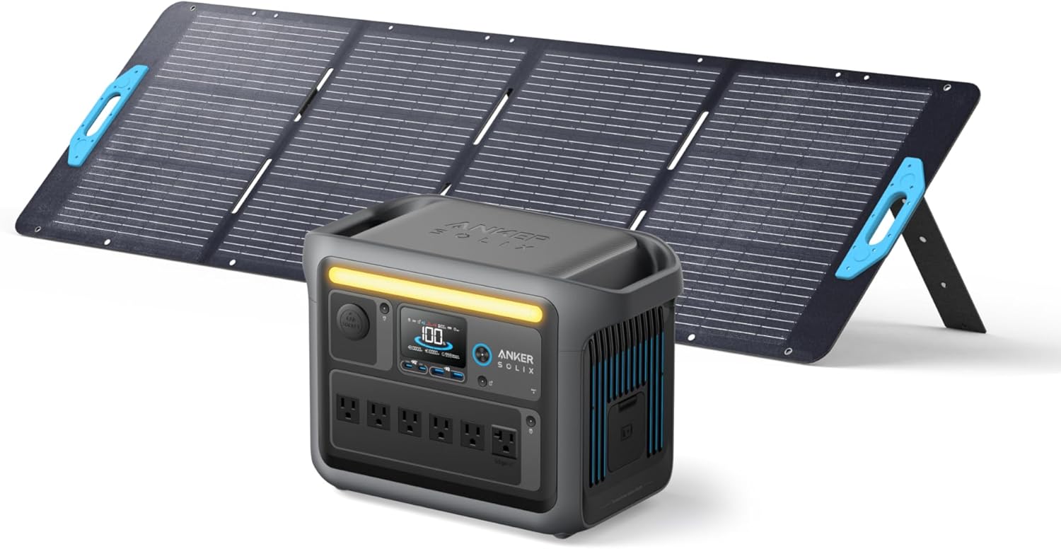 3b798b1d533d1a8eed649059c88559e239772f557d86a92b30eca2a74e3825c9 Anker SOLIX C1000 Portable Power Station with 200W Solar Panel, 1800W Solar Generator, 1056wh LFP (LiFePO4) Battery, 6 AC Outlets, Up to 2400W for Home, Power Outages, and Outdoor Camping(Anker SOLIX C1000+200W Solar Panel)
