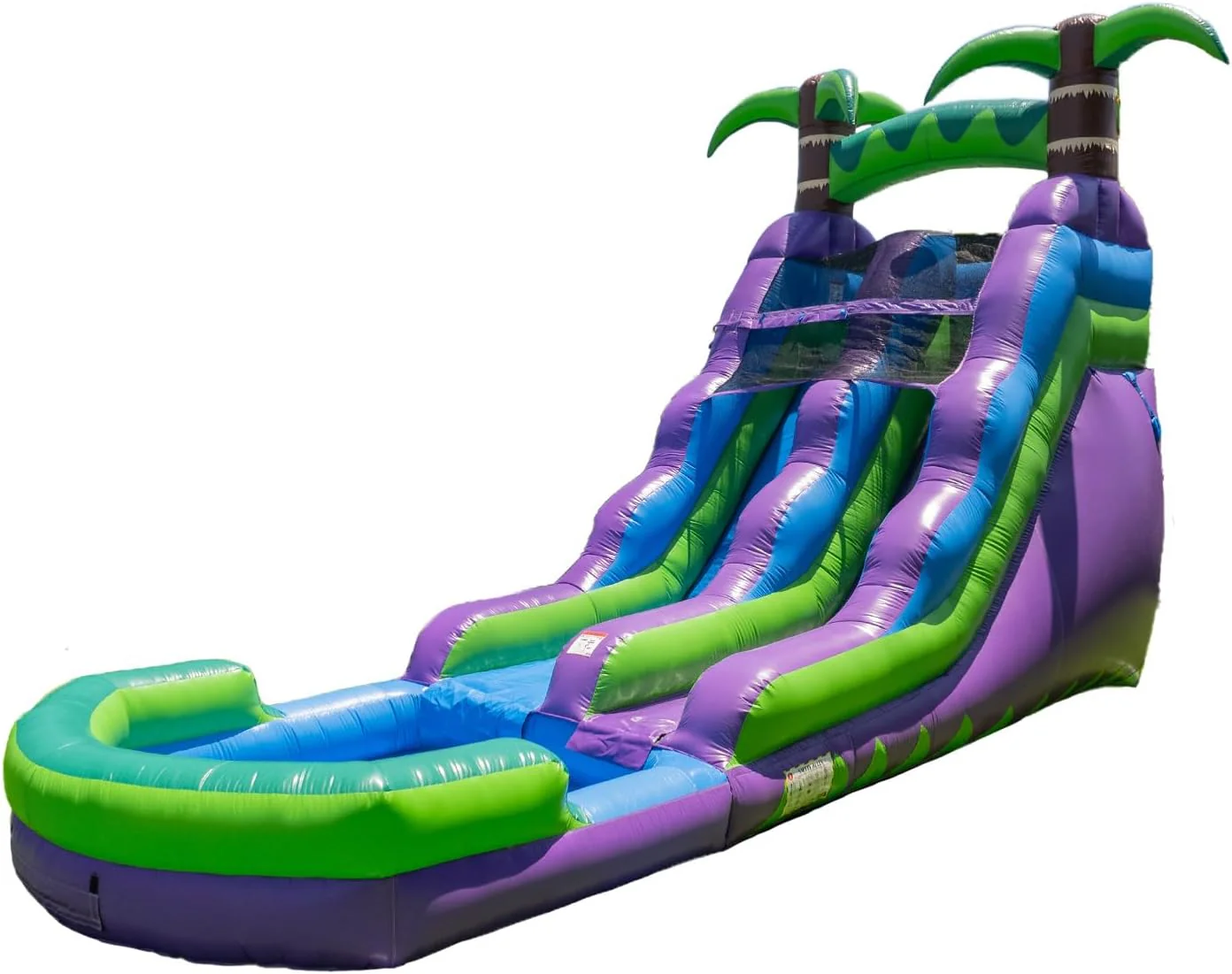 3b975b399160a6055d9476320cfe89e060d0da906d47b113bbbce5ee6cdabb10 16' Purple Tropical Lightweight Premium Commercial Grade Water Slide Inflatable with Attached Pool for Kids and Adults (with Blower), Wet Dry Use, Summer Fun