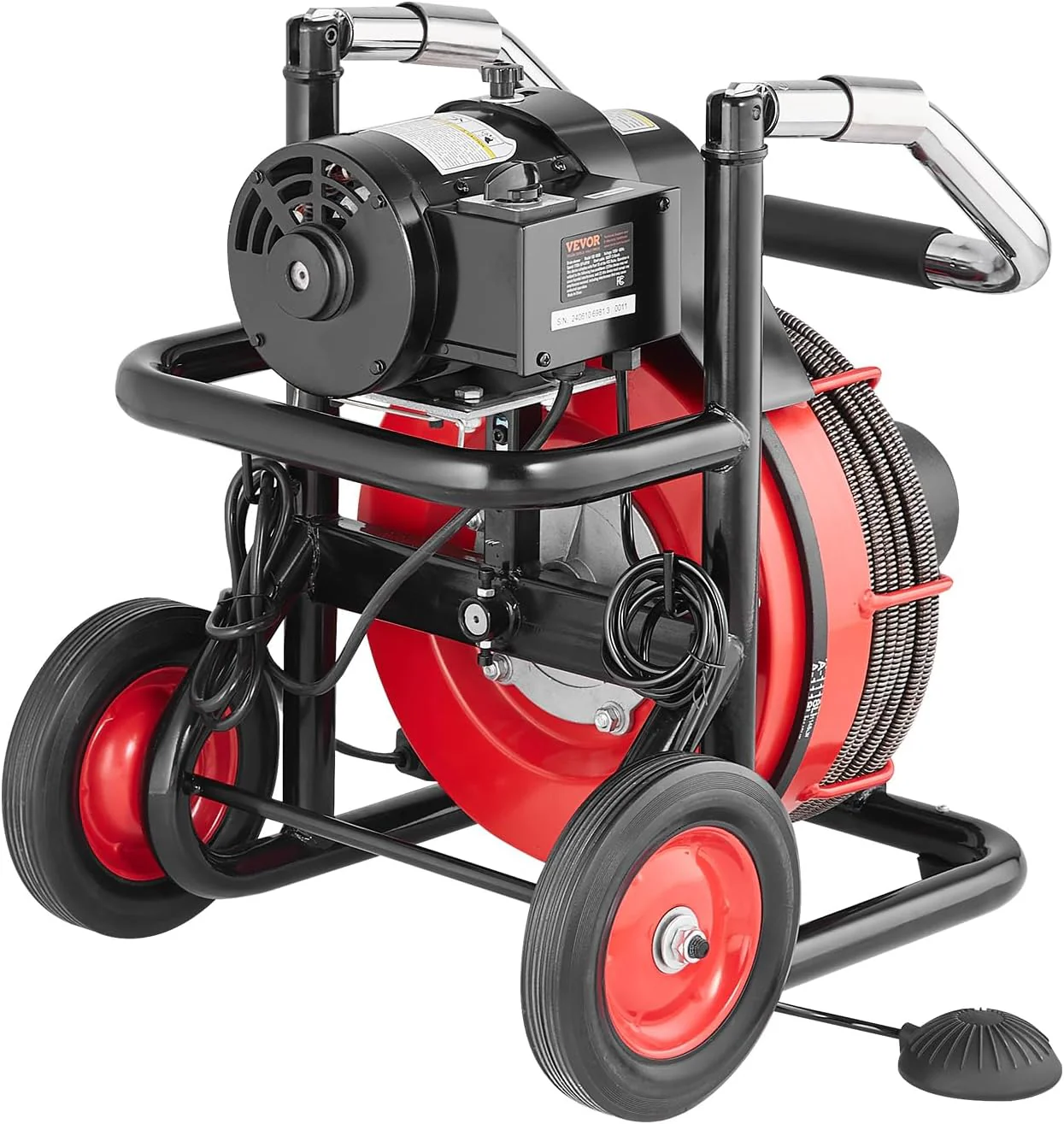 3c236d8a57908345f84c778f81abcbe2ca3edbe9375490ebad1cd404e0be15fd Drain Cleaner Machine 100FT x 1/2 Inch, Auto Feed Sewer Snake Auger on Wheels, 550W Portable Drain Cleaning Machine with 8 Cutters Air-activated Foot Switch for 2" to 4"" Pipes(100FT x 1/2 Inch)"