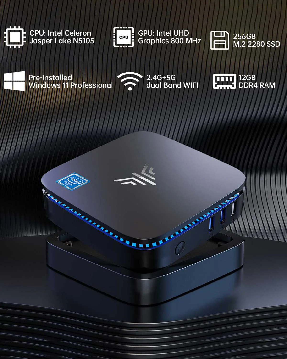 3ce9bc20c1c99991293b2e2bafab76ee93cf0d65c7dcede0ed5b5ad19fed466e Kamrui Mini PC AK1 Pro 12GB RAM 256GB SSD(Default/ONESIZE)