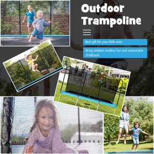 14 x 8FT Outdoor Kids Trampoline with Enclosure Net for Kids Adults(Blue)