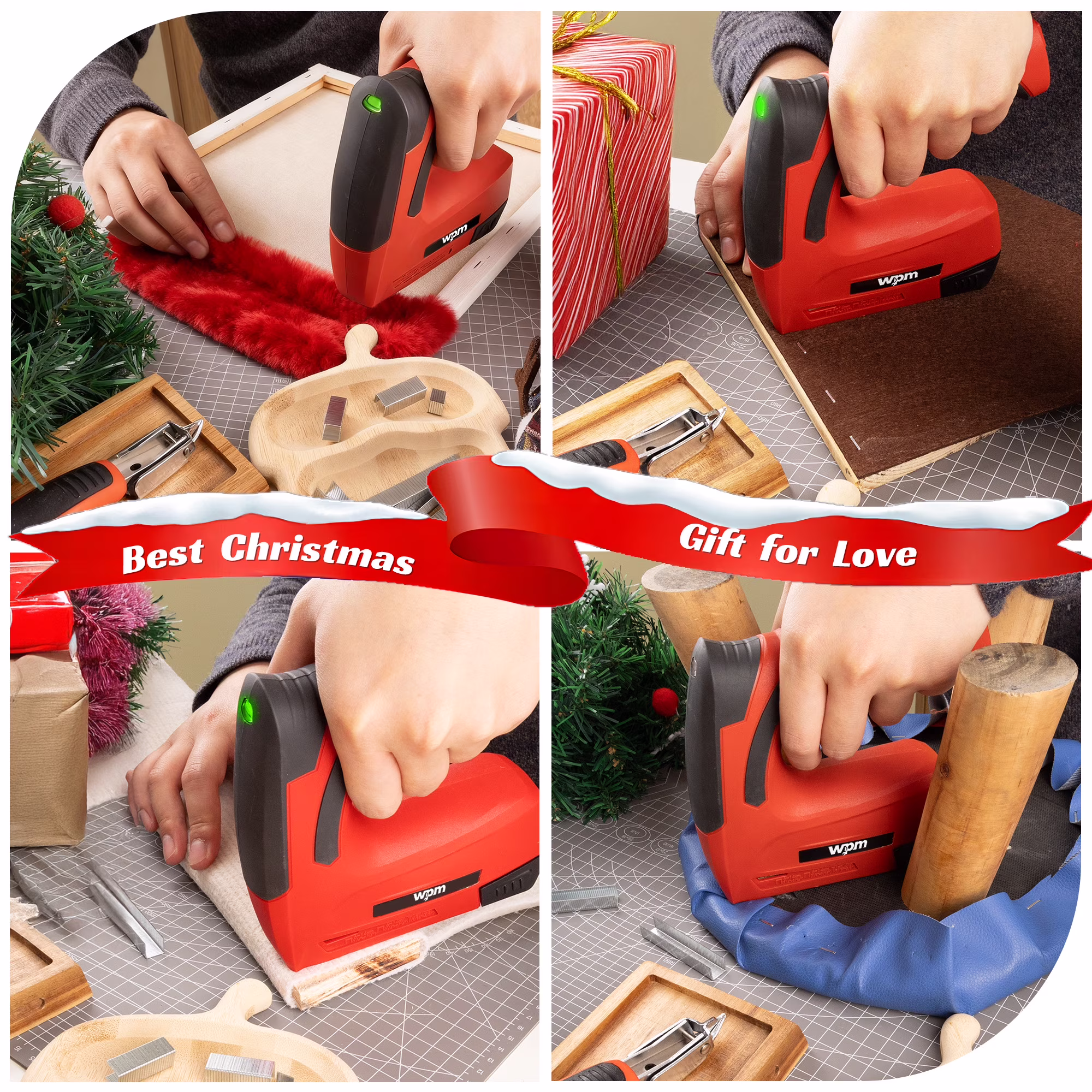 3d310f85fafd69a7ce41991cc6da5a187f19d94758c1b9fa93cfee2f53b1c88e WPM Electric Staple Gun, 3 in 1 Cordless Staple Gun for Wood, 4V Rechargeable Staple Gun Kit w/ 1500 Staples Nails, Staple Remover & Fast Charger for Crafts, DIY, Decoration