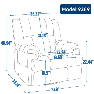 Lazy Boy Swivel Rocker Fabric Recliner Chair, Overstuffed Large Manual Recliner Glider with Pillow Top Arms and Cushion Back(Beige)