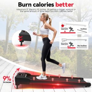 Walking Vibration Pad with APP, 3 in 1 Under Desk Treadmill, 2.5HP Low Noise Walking Treadmill Pad with Remote Control,Portable Treadmills for Home Office(Red black)