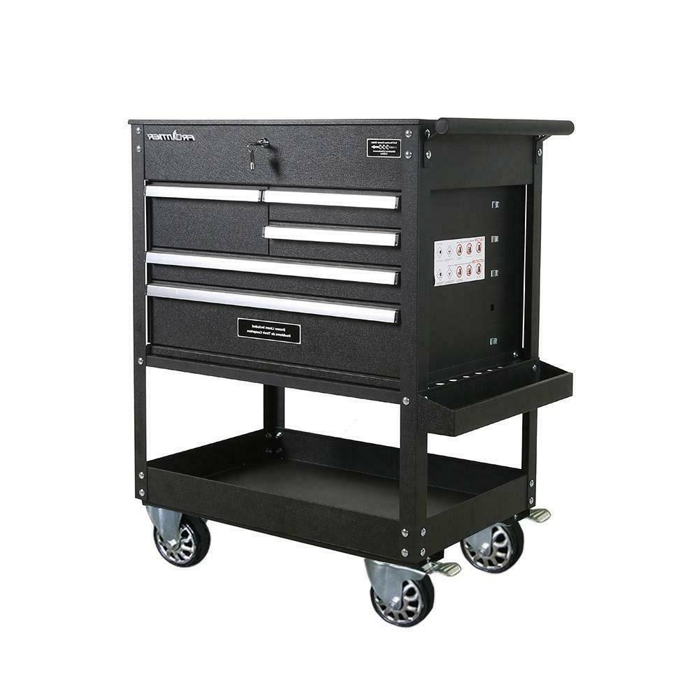 3dce4d816ee419914238c52b36b23abb6476233e7ed6aabb058d868f97564424 32.75 in. 5-Drawer Tool Utility Cart in Black