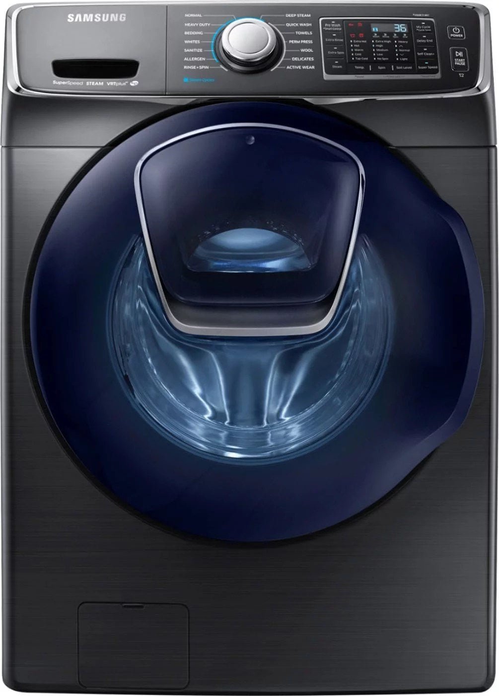 3e07384f871e0e1a7aef5c9a6fd0894e4c4d12604d2d34de6793335eebd4b4cc Samsung ?C 4.5 Cu. Ft. High Efficiency Stackable Front Load Washer with Steam and AddWash ?C Black stainless steel