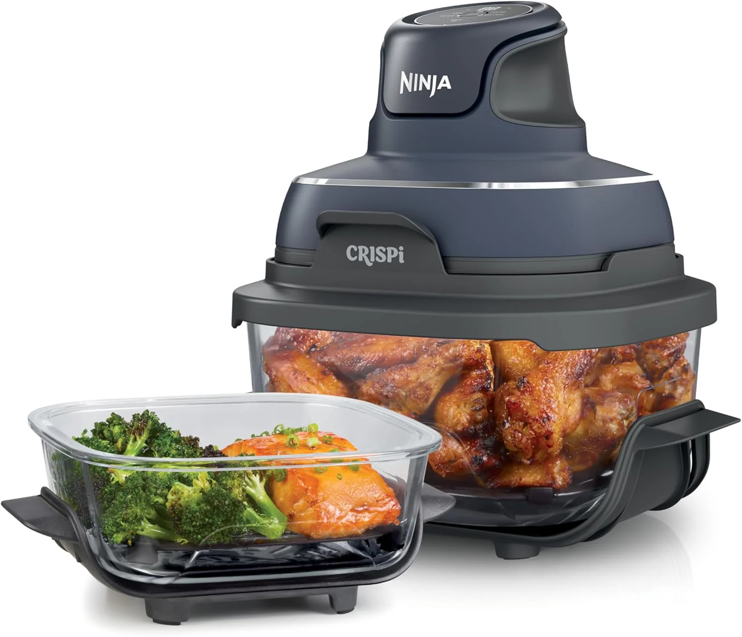 3ef0cf6f81163d5803d459a33fb1aad263697a4d0a122e11a006d92b51699862 Ninja Crispi 4-in-1 Portable Glass Air Fryer Cooking System(Navy)