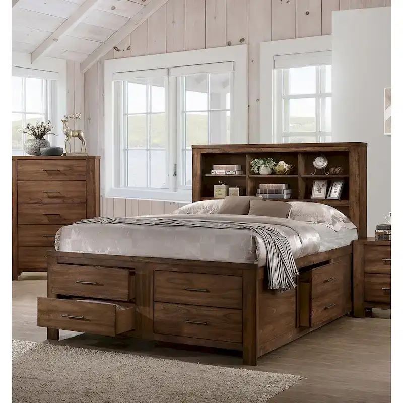 3fa574fe72b7248d6d88b3448a43a01489c934a2725dcd1ab9975d8c4f7c86fe 6 Underbed Drawers Bed In Walnut(California King)