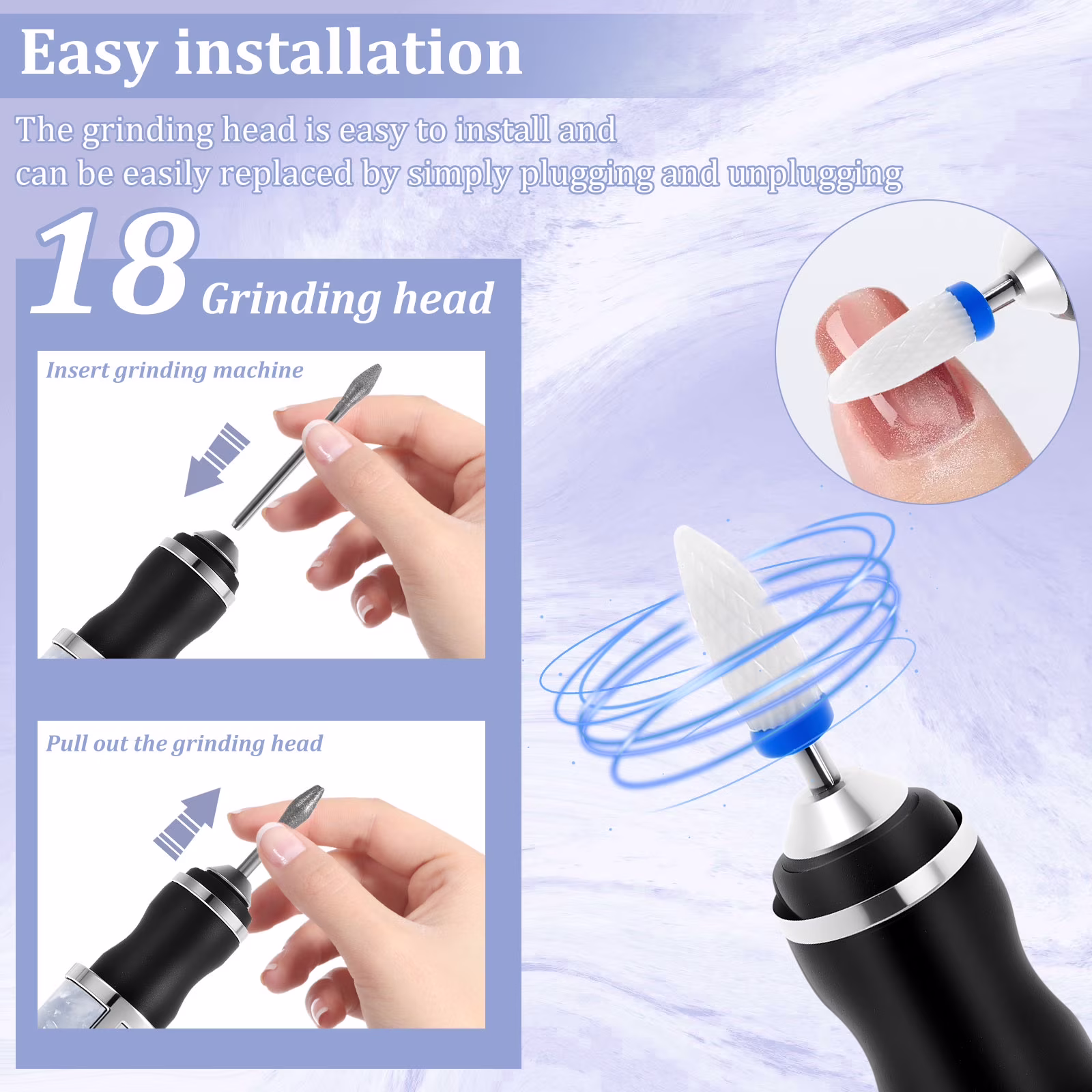 404093a2d41f44fecb8a34aa60f5aab5b43e76674d537e001d621a5c30219447 FYJUCPA Aluminium Alloy Electric Nail File Kit for Thick Toe Nails Rechargeable 4 Gears Electric Nail Drill Machine Low Noise Electric Nail Grinder for Various Nails and Shapes