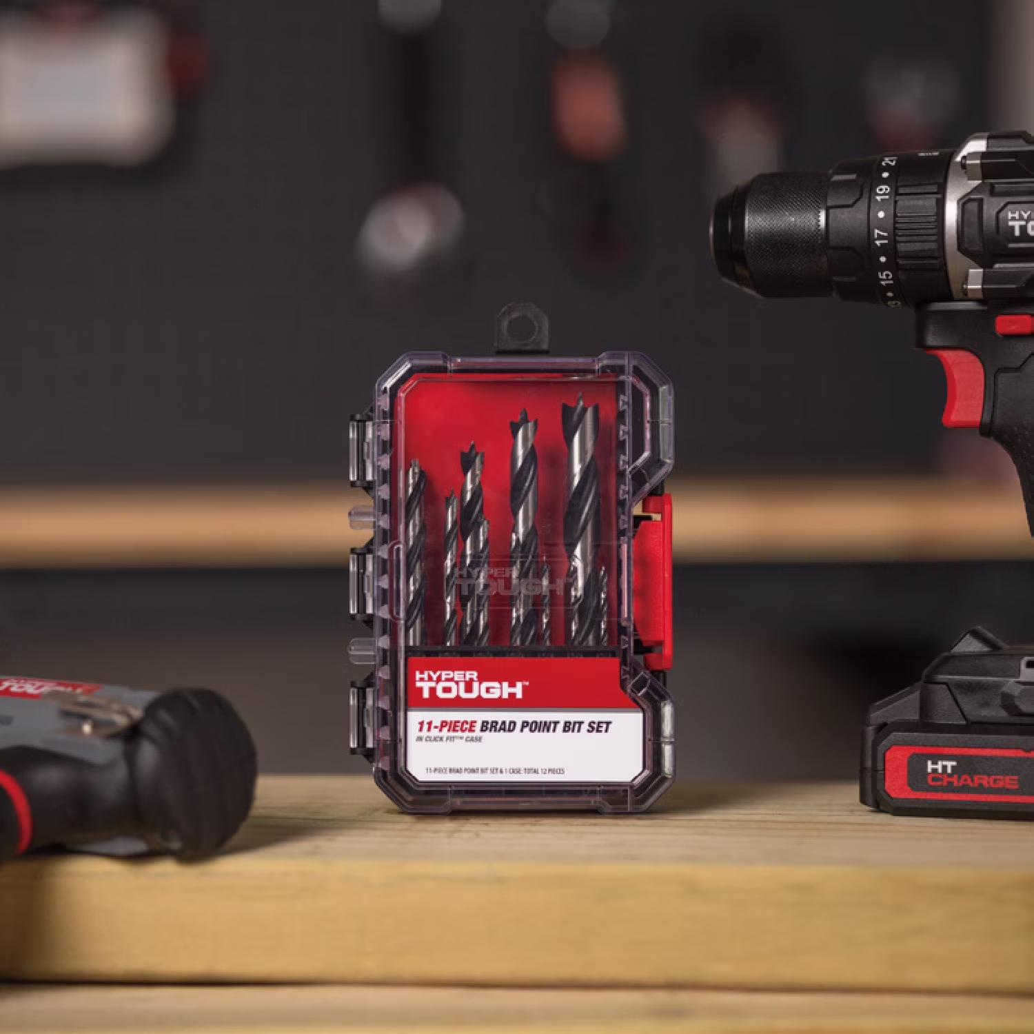 40754163022d94aac5c64e0add5b6dd1cb44b88ab52e05b23f96b808672840a7 Hyper Tough 11-Piece Brad Point Bit Set in Click Fit Case