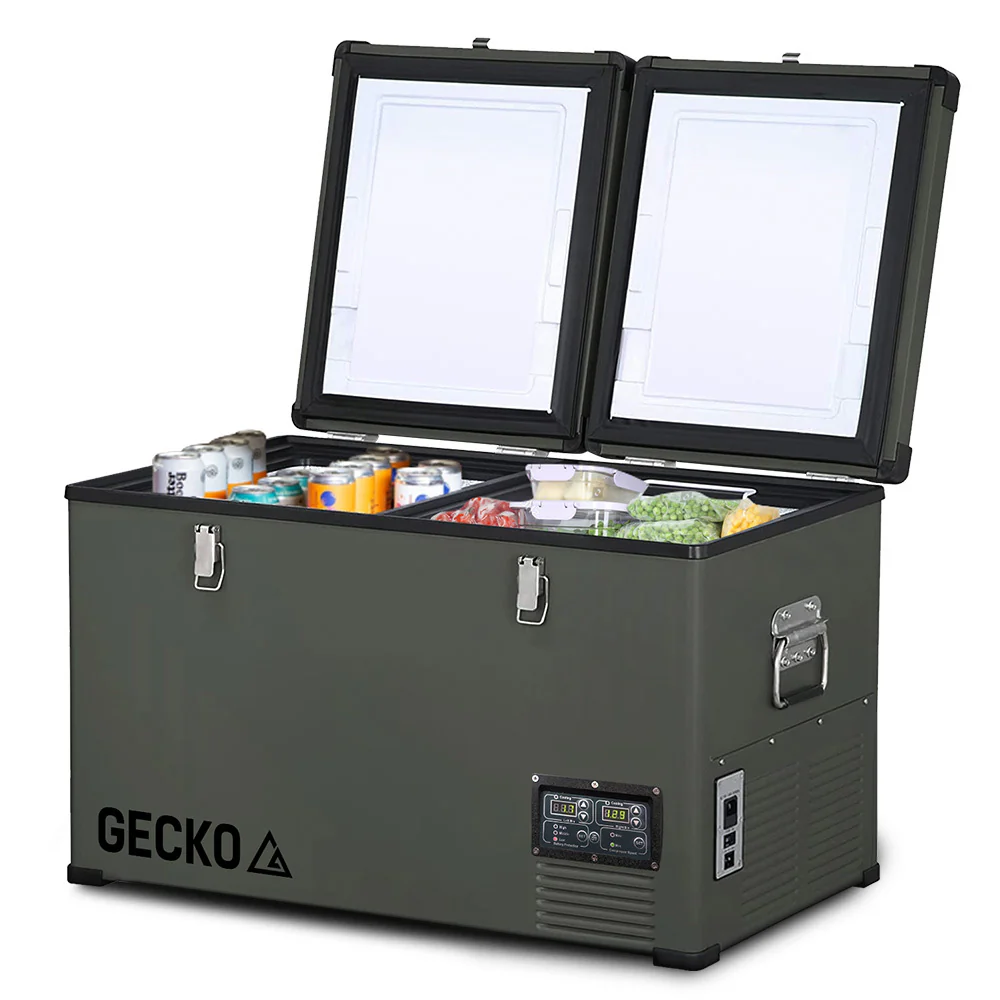 413eb310703ee6adbbf8192e6adda867f16a844a766476d9a1464ae5bc2aa699 GECKO 75L Dual Zone Portable Fridge / Freezer, SECOP German Brand Compressor, for Camping, Car, Caravan