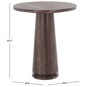 SAFAVIEH Couture Ghicu Tall Round Marble Accent Table - 22 In W x 21 In D x 24 In H - 21Wx21Dx24H(Light Grey)