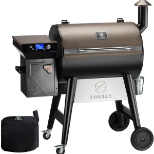 Z GRILLS Wood Pellet Grill Smoker with 552 Cooking Area  Front Shelf for Outdoor BBQ, Smoke, Bake and Roast, 550C(ZPG-7002C)