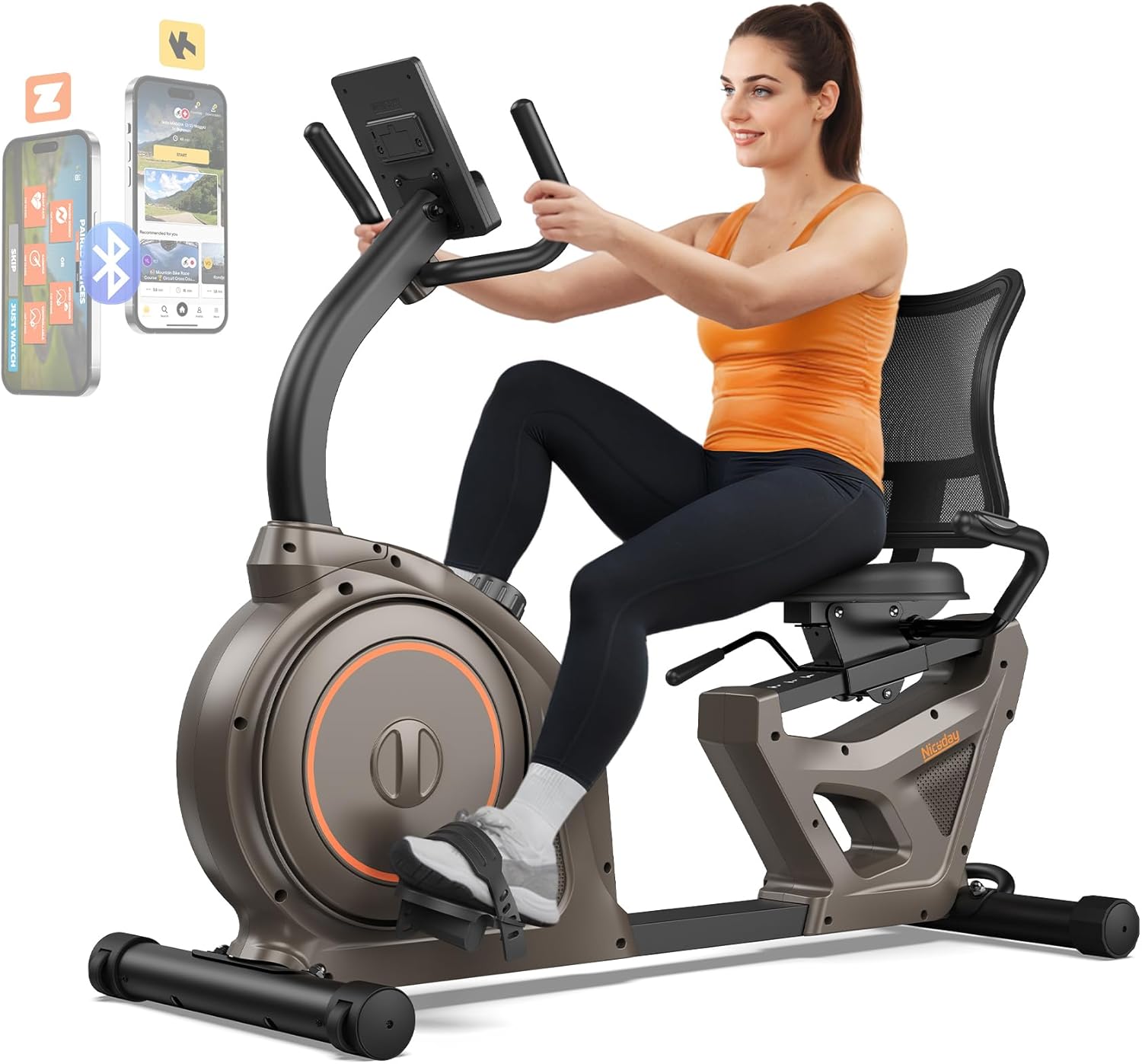 42a3fb4def4801b38c0165f315fbeb676155a348edbfe2def73225a4f1870be5 Niceday Recumbent Exercise Bike 400lbs App LCD Heart Monitor
