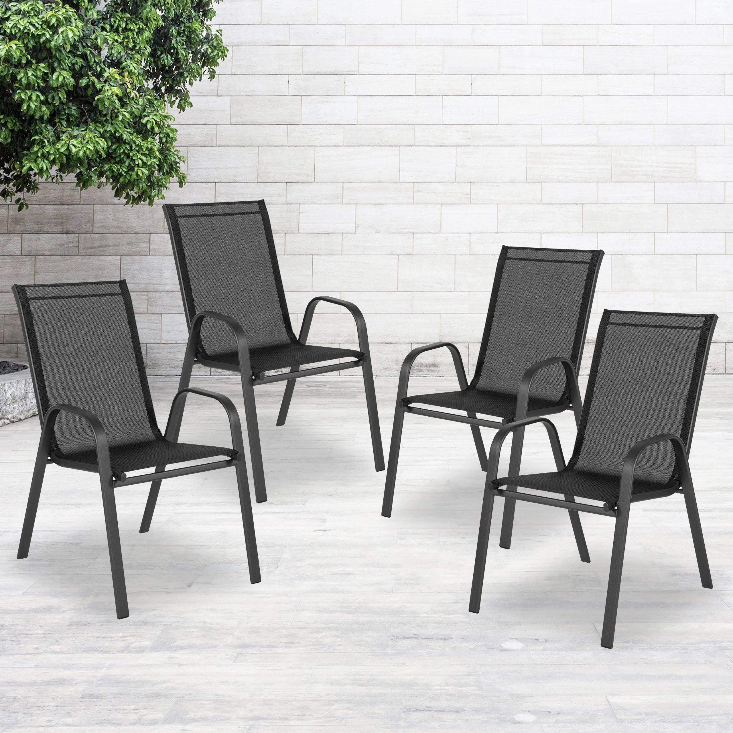 42fb232676f9e89b85a8a0d3dbdf14ee6786f8c52a3abc40b2f092664dbff0fc 4 Pack Brazos Series Black Outdoor Stack Chair(Default Title/ONESIZE)