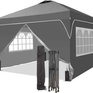 GDY 12x12 Pop Up Canopy Tent with 4 Sidewalls, Easy Set up with One Push Lift Gazebo(Blue/8x8)