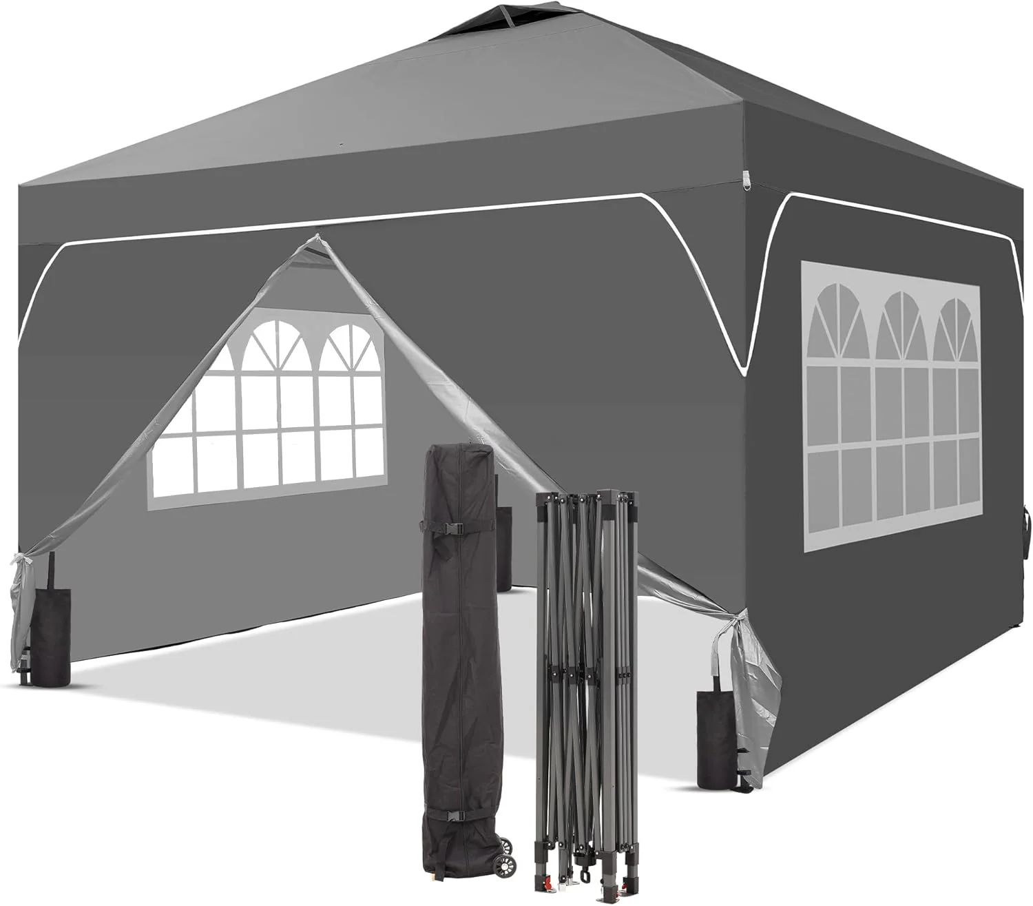 436621006c5d430a1c2d9d3bd13925793a244cd305d056ad09e6293a0da1b980 GDY 12x12 Pop Up Canopy Tent with 4 Sidewalls, Easy Set up with One Push Lift Gazebo(Blue/8x8)