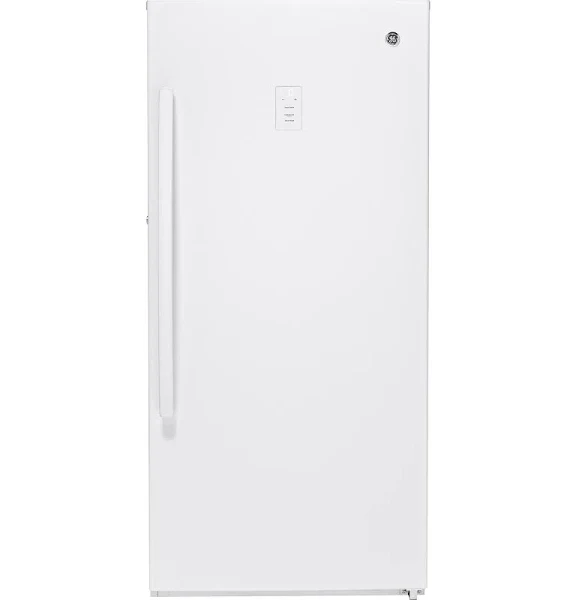 4423cedb7ad09200a31ee99269f30160ba16db66a5a15cda28466bf5b48e9a02 2025 GE 14.1 Cu. ft. White Frost-free Upright Freezer FUF14DLRWW