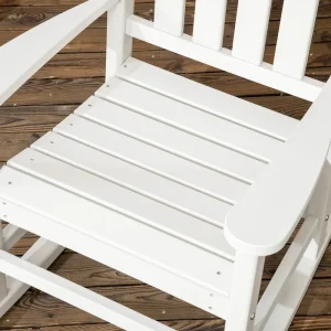 Outsunny 2 Pieces Outdoor Rocking Chair, All Weather-Resistant HDPE Rocking Patio Chairs with Rustic High Back, Armrests(Grey)