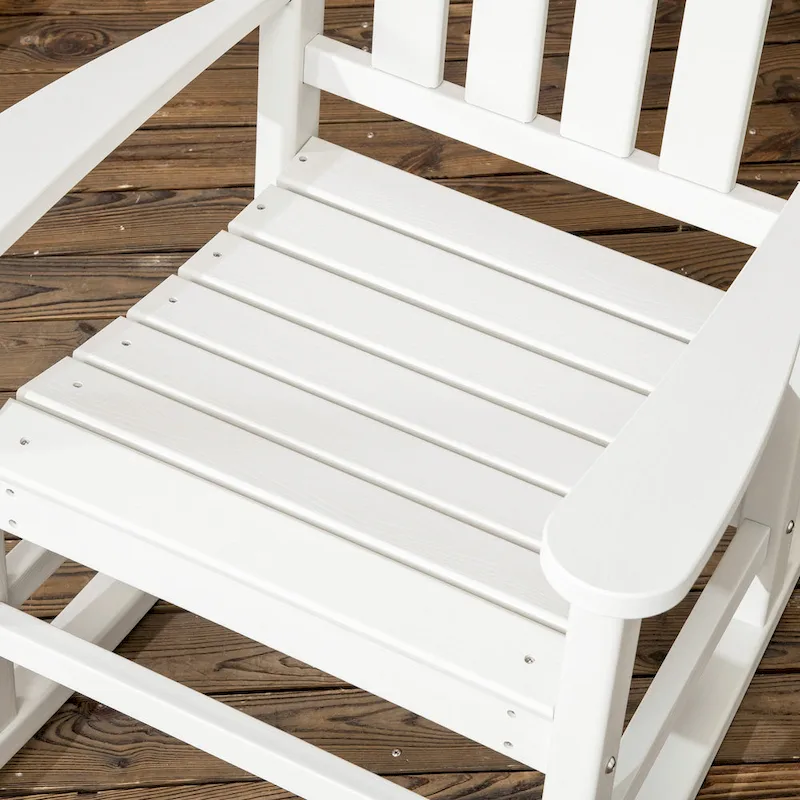 449c0bafe13722d93a155c598e480d1ab400d7b2d0292a26278cb383356ae2a5 Outsunny 2 Pieces Outdoor Rocking Chair, All Weather-Resistant HDPE Rocking Patio Chairs with Rustic High Back, Armrests(Grey)