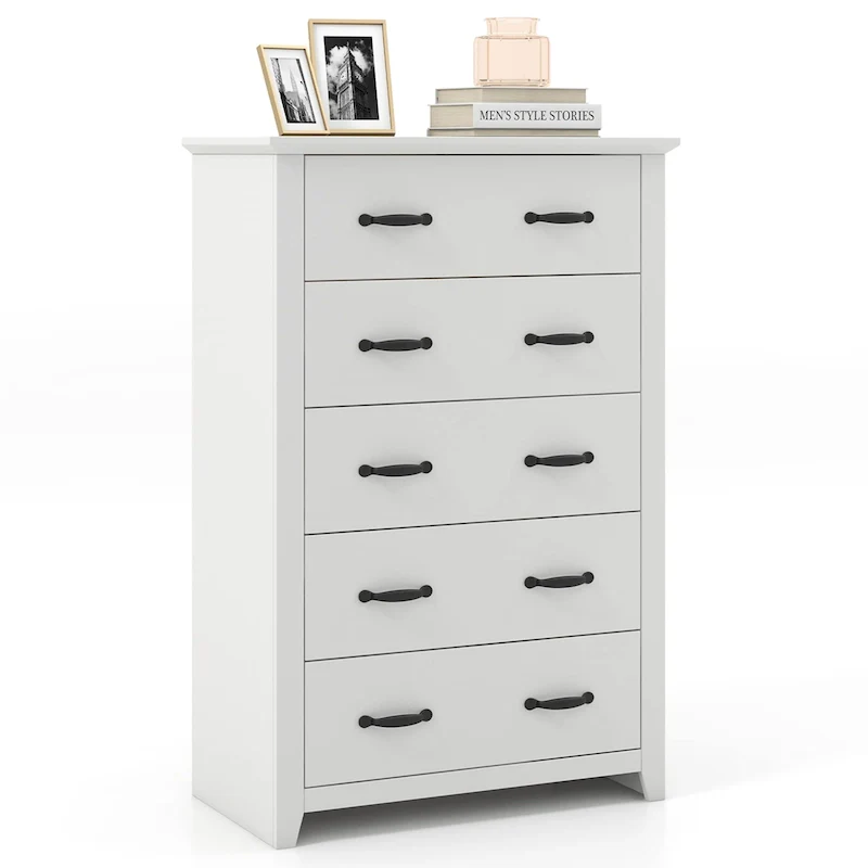 449cc5d60d44abd890a8c7f688cb44c0ed2603b18dc785299bdc6c4eba49d75e 5 Drawer Chest Storage Dresser Tall Cabinet Organizer Bedroom Hallway(White)