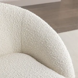 Swivel Barrel Chair - 360¡ã Rotation - Boucle Fabric(White Teddy Boucle)