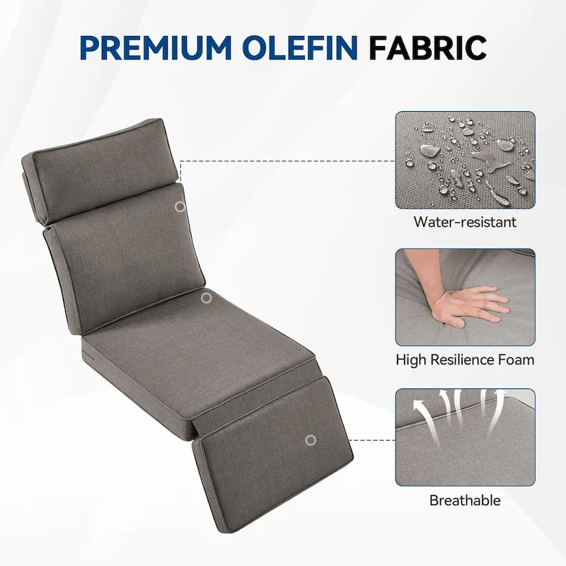 4587363f77c1899fddd0c43a5e20b7c5b76ad9dba3c208f0e9c215c90eb20e9c Pocassy 3PCS Versatile Outdoor Recliner Chair with Side Table Grey Cushion(Grey Cushion)