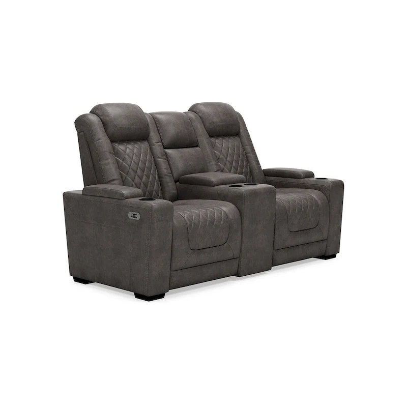 458845e6af361908ae36e0d8331e75d6a6df3b7532a7fc78d286ffb17cfbad6b Signature Design by Ashley HyllMont Gray Power Reclining Loveseat with Console - 71.75 W x 39 D x 44 H(Gray)