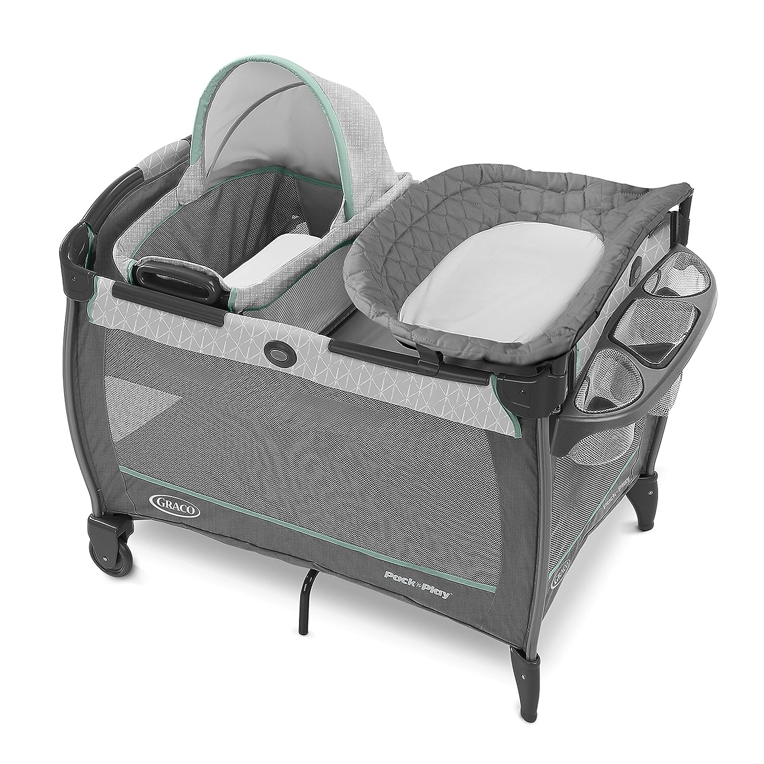 45e94c9bc1e50172fccb6c170fa98ff20cc98f01c91ccb654550b034f59fce45 Graco Pack 'n Play Close2Baby Bassinet Playard Features Portable Bassinet Diaper Changer and More Derby(Derby/27x29x33 Inch (Pack of 1))