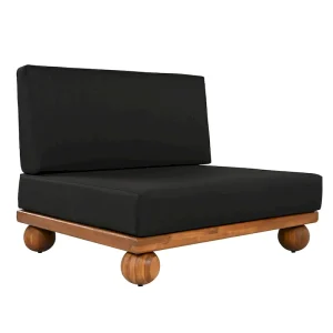 Scott Living Dulcie 4 Piece Outdoor Acacia Wood L Shape Setional Sofa with Removable Cushions(Black)