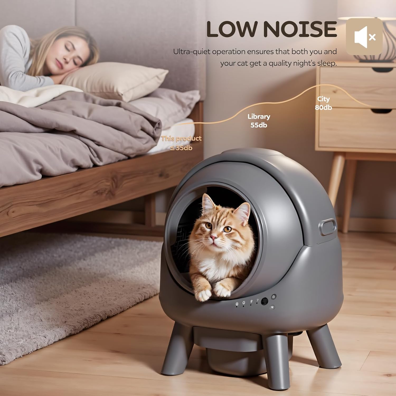 470ce0ce4864d245efdf8a520c2183cd8d7057ce5b3154dba7d91ada906c5814 Self-Cleaning Cat Litter Box for Multiple Cats, App Controlled, Grey-Qx2