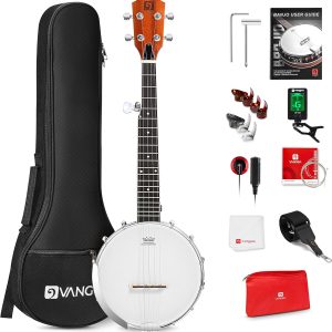 String Banjo 26 Inch, MINI Travel Banjo, Banjo Beginner Kit with Remo Head, Open Back & Closed Solid Back with beginner Kit, Comfortable Carrying Bag