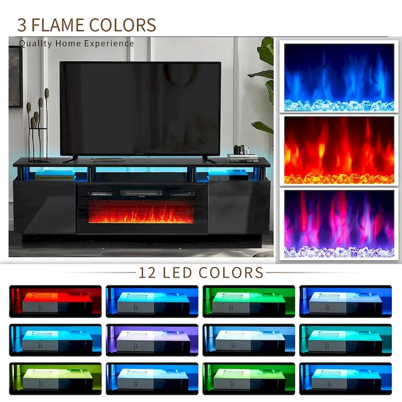 4844bfb04db46d6b7fb00dd04a622bb09b7ec137bf325f31790385b7d167ef73 70 Fireplace TV Stand with 36 Electric Fireplace(White)