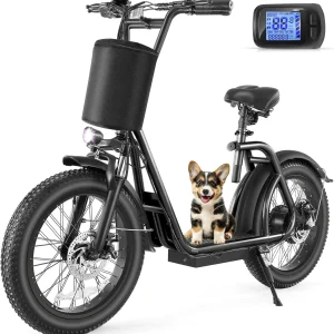 Caroma Peak 800W Foldable Adult Electric Scooter with 20-inch Wide Tires, 48V Battery, Basket, and Adjustable Seat(800W-30Miles-Black)