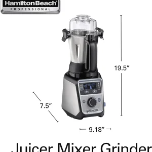 Hamilton Beach Professional 4-in-1 Juicer Mixer Grinder, Commercial-Grade 1400 Watt Motor, 120V, 3 Leakproof Jars, For Wet and Dry Spices, Chutneys and Curries, Engineered in India USA (58770)(Default Title)