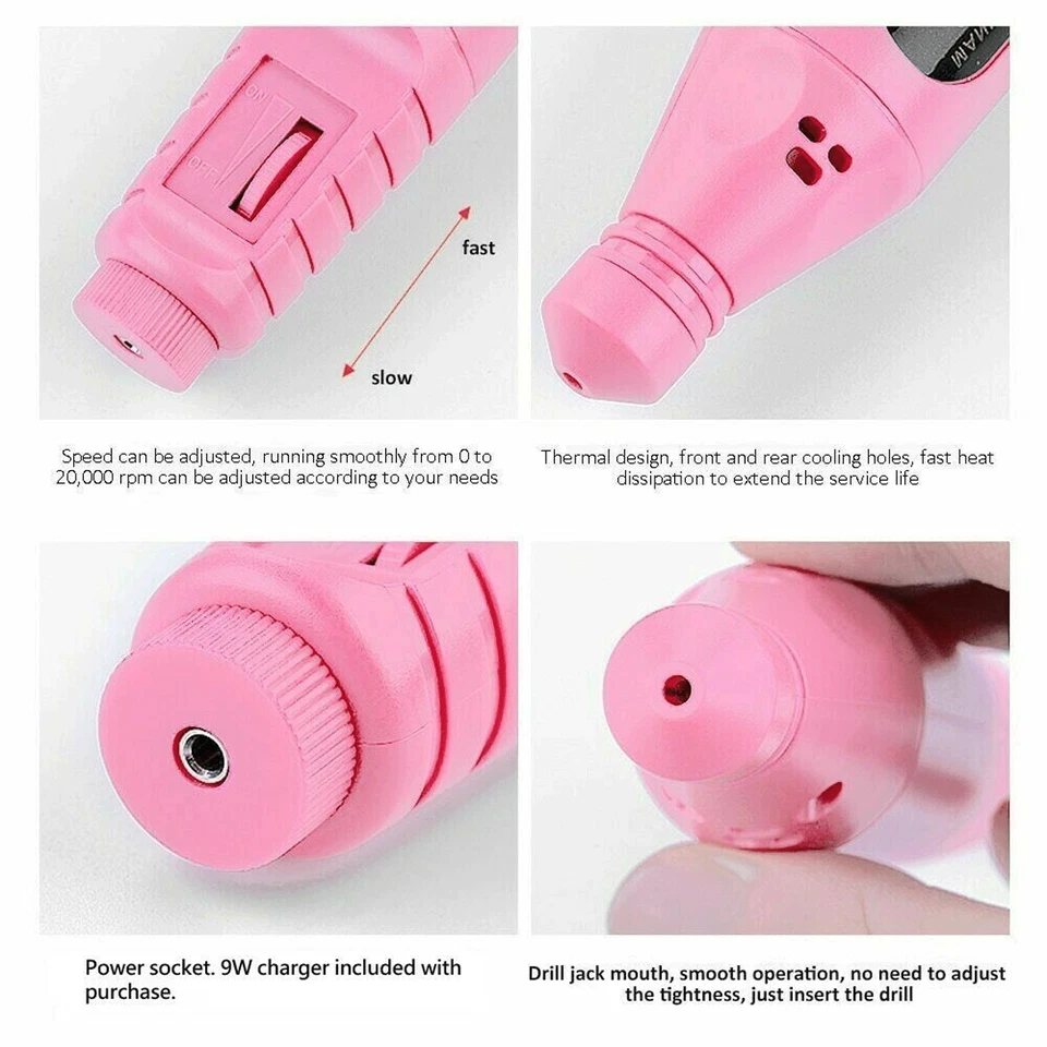 49cd27fa5a0648ac57d8cbbdc294bb86cb8ceaf5735acb0a6db1140d7f05be9e Electric Drill Nail File Acrylic Art Bits Manicure Pedicure Portable Machine Kit