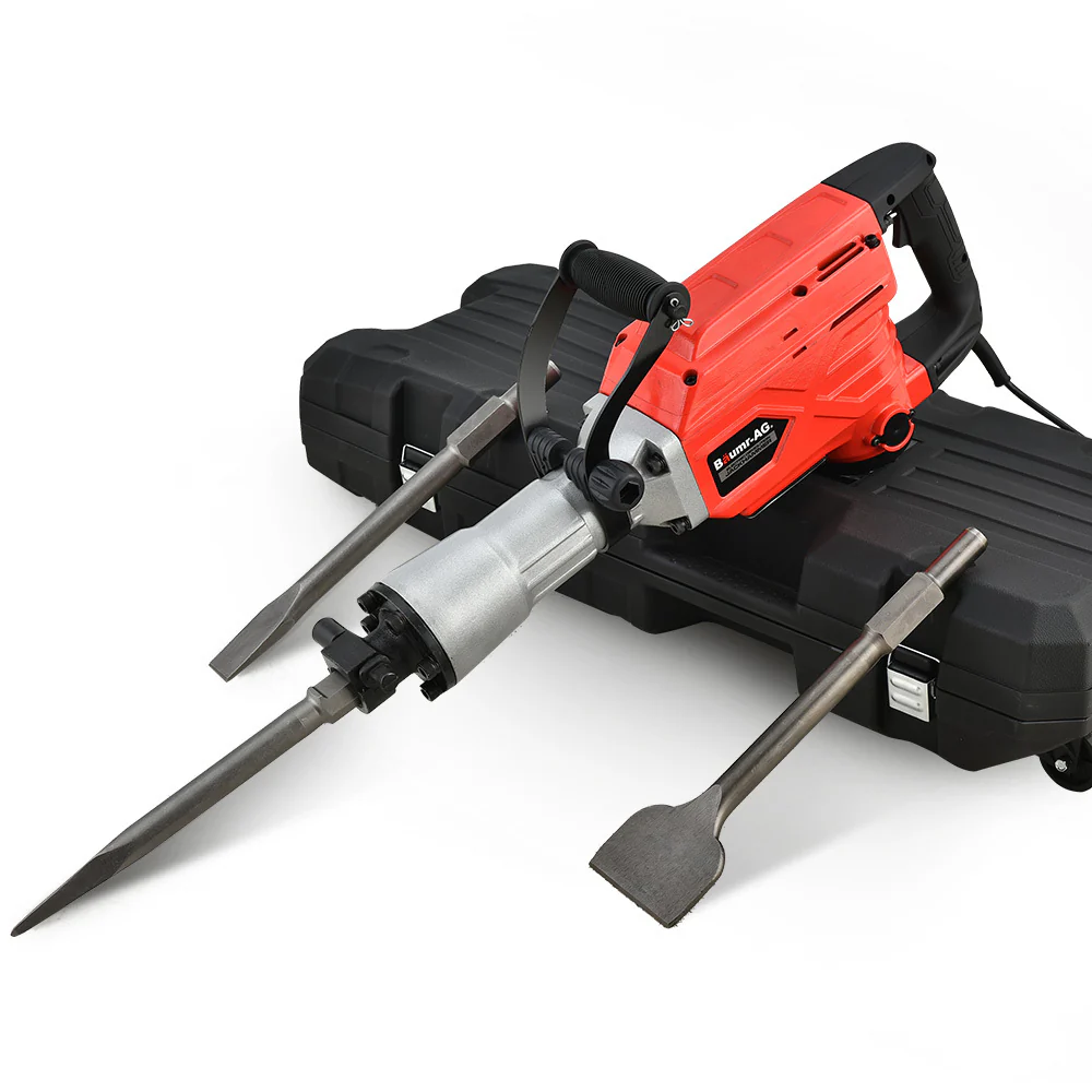 4b223d43561e8c5531b3f686decb46750dc9bc2aea115227fc5069f0bfd96a9d Baumr-AG 2300W Pro-Grade Electric Demolition Jackhammer, with 3 Bonus Chisels, Carry Case
