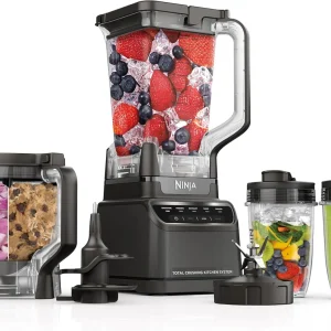 Ninja Mega Kitchen System, 1500-Watt, 72-Ounce Full-Size Blender and 8-Cup Food Processor with (2) 16-Ounce To-Go Cups(Pitcher+Bowl+(2) 18-oz. Cups)