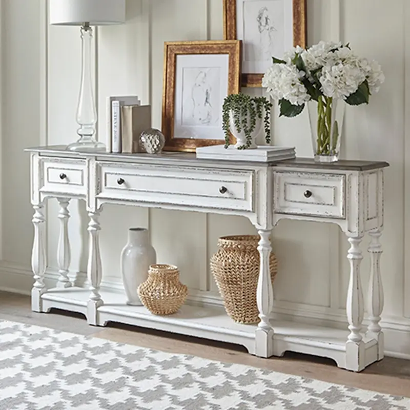4d0b3bf1029c539e9bd1c457189a34c6214123ee4cbc4eb92bbe101d4778529a Magnolia Manor Antique White Weathered Bark 72 Inch Hall Console Table(Antique White)