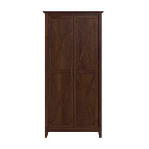 Key West Tall Storage Cabinet with Doors and Shelves by Bush Furniture(Pure White Oak)