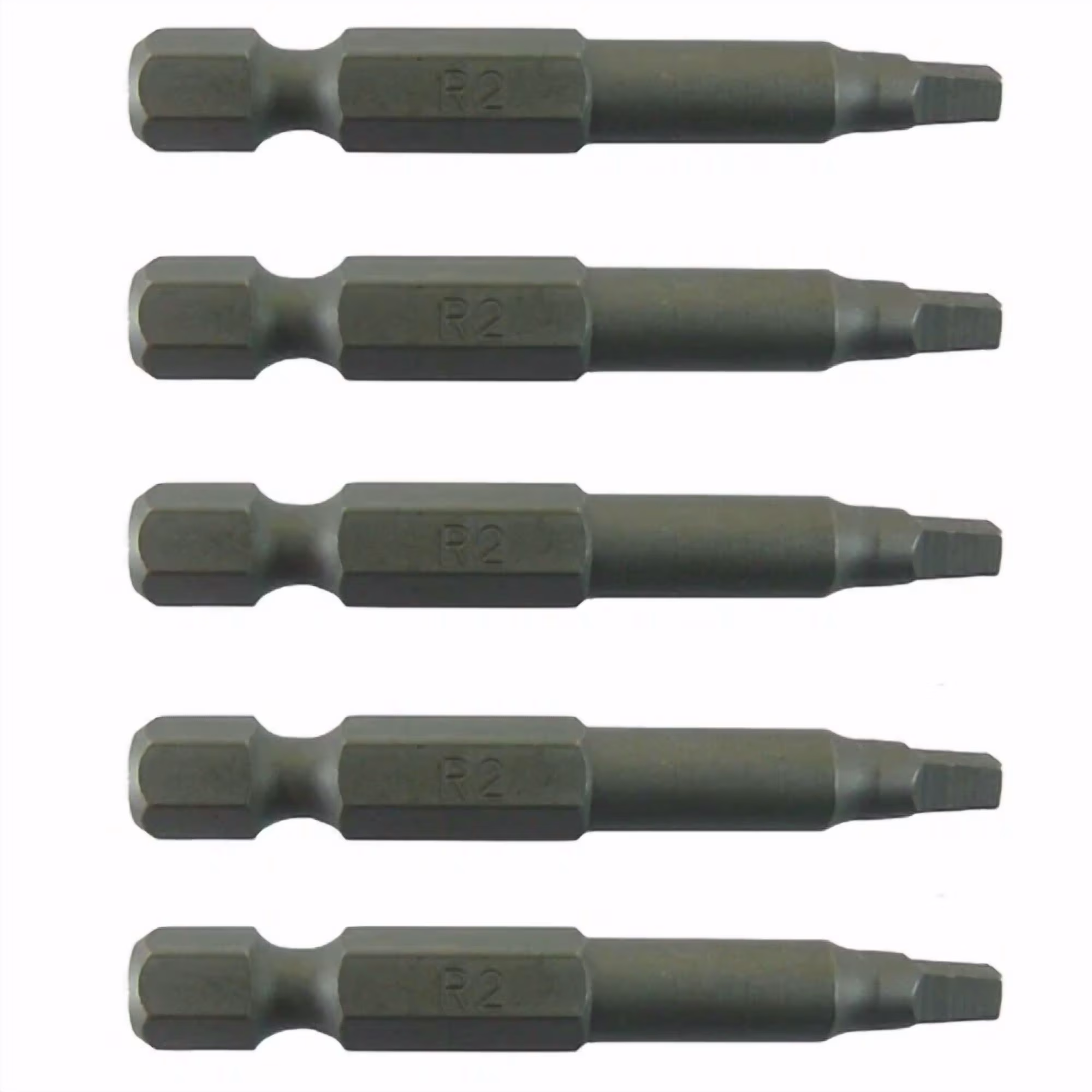 KLYNE - Square Bit Driver: 2 Inch - #2 Robertson (R2) - Quick-Change Shank (5 Bit Pack)