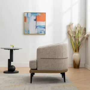 Modern Two-tone Barrel Fabric Chair(Mustard Green)