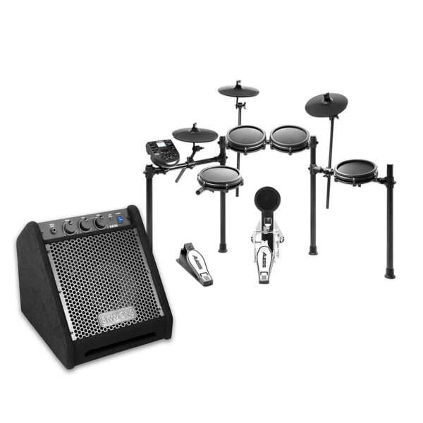 4e0ec255a428e47aec047ee0f29aa475bcf98515b01e204c6f063f6cce670a00 Alesis Nitro Mesh Electronic Drum Kit with DA25 Amp, Dual-Zone Snare, 8 Mesh Toms, 10 Cymbals, 25W Amp