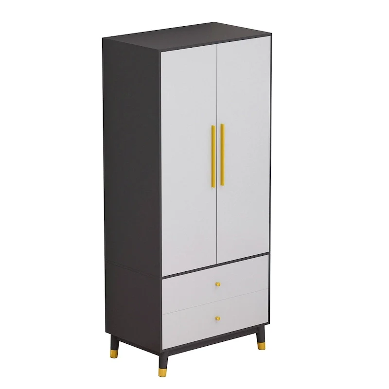 4e2d940019fa884bd93313d0339b55d5654f4664058d4419d8b85559140391be Wardrobe Closet Armoire with 2 Doors Wooden Clothes Storage Cabinet(Grey)