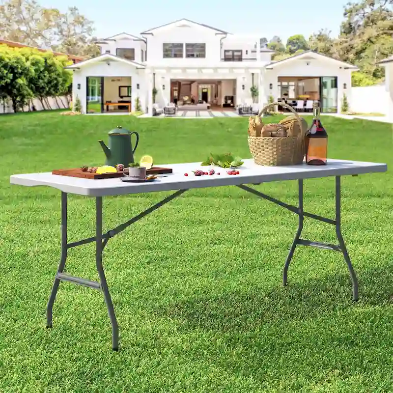 4e655e1edb3843892e0ca1bdaeb2fbe66f1a18dd6033b5438881a207516eeff1 4 - Person 72 Long Folding Picnic Table(White)